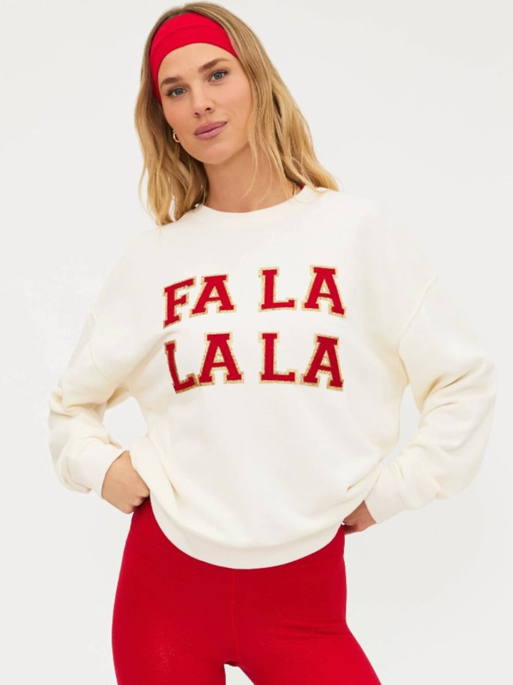 Beach Riot Devyn Oversized Frosted Fa La La Sweatshirt | Christmas Holiday